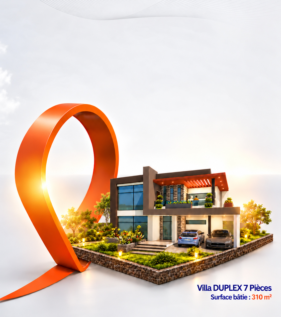 Villa DUPLEX 7 pièces, surface bâtie de 310 m², visuel fourni sans la grande accroche publicitaire.
